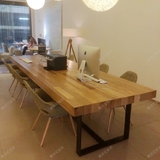 特价休闲复古铁艺实木办公桌会议桌商务洽谈桌椅员工长条形桌椅子