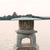 仿古石雕雕刻青石做旧六角小地灯日式石灯台灯别墅庭院公园石头灯