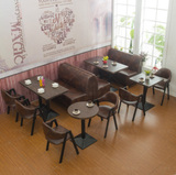 复古做旧 西餐厅咖啡厅桌椅主题餐厅甜品店奶茶店餐桌椅卡座组合