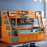 全实木儿童子母床双层床  多功能高低母子床 1.5高箱储物上下床