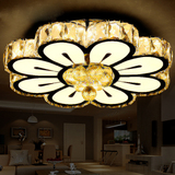 现代简约LED水晶灯圆形花形吸顶灯小客厅主卧室灯不锈钢餐厅灯具