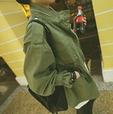 2016春秋装新款 女装 韩版可爱休闲大口袋立领短款收腰小风衣外套