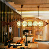 日式餐厅吊灯创意个性鱼型灯具田园竹艺灯竹编灯中式餐灯东南亚灯