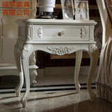 保罗家具有限公司橡木白色欧式实木床头柜美式雕花床头柜33D5