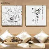 墙元素 客厅书房简约装饰画 现代中式三联画 个性沙发背景墙壁画