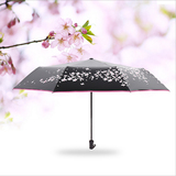 韩国落樱全自动折叠太阳伞防紫外线黑胶遮阳伞三折晴雨两用雨伞