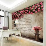 3D梦幻红色蔷薇玫瑰花和平祷文卧室客厅电视背景墙4D立体大型壁画
