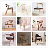 美式实木餐椅复古书桌椅现代简约靠背会所椅欧式休闲咖啡餐椅子