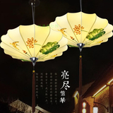 新中式手绘布艺灯笼吊灯餐厅茶楼客厅仿古典创意艺术工程酒店灯具