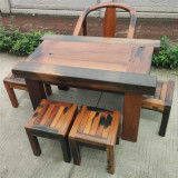 老船木餐桌椅组合实木长方形中式简约客厅泡茶餐桌椅组合阳台餐桌