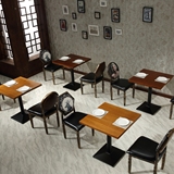 咖啡厅餐桌椅组合 个性主题铁艺复古太阳椅 实木餐桌 西餐厅桌椅