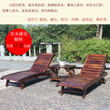 休闲躺椅碳化防腐木制沙滩椅折叠椅午休靠椅户外庭院阳台实木床