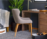 北欧实木宜家单人实木布艺餐椅简约设计师灰色菱格椅