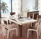 北欧小户型钢化玻璃折叠伸缩简约现代多功能餐桌椅组合6人4人饭桌