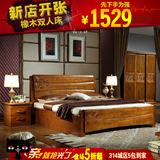 实木床1.8米 1.5米 简约现代双人床 中式高箱储物婚床 白色橡木床