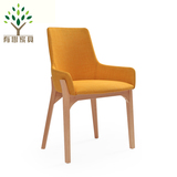 椅子实木简约北欧扶手餐椅靠背家用咖啡厅真皮座椅单人椅特价批发