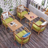 北欧简约咖啡厅桌椅loft西餐厅实木茶几休闲奶茶店甜品店桌椅组合