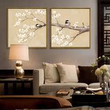 新中式客厅装饰画沙发背景墙挂画卧室壁画油画餐厅画现代花卉画鸟