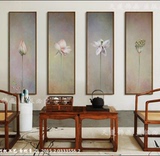 现代简约新中式装饰画 客厅沙发背景墙壁画 水墨禅意荷花挂画竖
