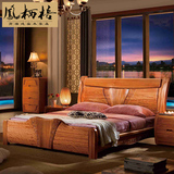 现代新中式全实木床1.8米高档胡桃木实木双人床婚床卧室家具PY08
