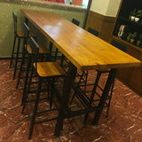 星巴克实木高脚凳吧台桌长桌甜品店咖啡厅铁艺吧台椅吧凳酒吧桌椅