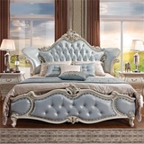 欧式床双人床 实木真皮公主床 新古典婚床 橡木1.8米奢华法式大床