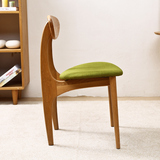 宜家日式实木餐椅橡木餐桌椅子布艺布面坐椅胡桃木色客餐厅家具
