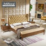 北欧风格实木床现代简约双人床1.8米实木床简易美式床实木床主卧