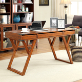 美式书桌简约电脑桌台式家用写字台储物办公桌实木书法桌子造生活