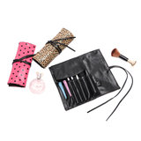 外单出口欧洲PU皮多功能豹纹黑色粉色波点化妆刷包笔袋收纳化妆包