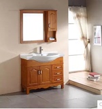 新品简约现代浴室柜组合橡木浴室柜镜柜组合一体陶瓷盆柜镜柜