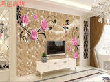 大型客厅壁画家和富贵玫瑰牡丹花浮雕电视背景墙沙发大堂壁纸墙纸