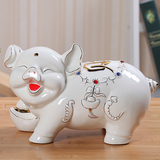 韩国创意存钱罐 卡通猪储蓄罐陶瓷大号储钱罐硬币儿童生日礼物