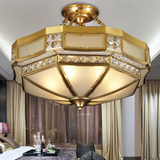 欧式全铜吸顶灯创意水晶卧室半吊灯美式书房餐厅灯酒店走廊入户灯
