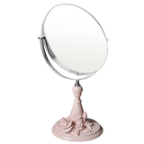 时尚创意田园欧式可爱婚房玫瑰花树脂8寸双面化妆高清台式镜