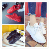 韩版红色平底女学生系带运动跑步鞋休闲时尚单鞋轻便旅游气质白鞋