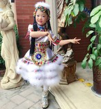 儿童舞蹈服装演出服独唱快乐阳光彝族苗族民族服摩梭女孩藏族定做