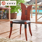 东南亚高端进口纯实木家具 个性品味 全手工实木餐椅 真皮餐椅