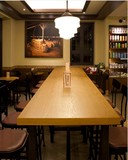 定制美式铁艺咖啡馆实木长条桌西餐厅星巴克餐台桌椅组合休闲桌