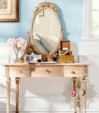 美式乡村实木雕花梳妆台欧式新古典化妆桌法式复古做旧梳妆台家具