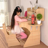 实木儿童学习桌成长折叠写字台外贸木制椅子连体书桌柜升降电脑桌