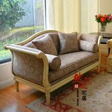 美式乡村新古典法式复古做旧实木布艺双人沙发休闲椅高端家具