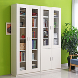 宜家自由组合书柜实木带门简易书架儿童置物架玻璃门现代书房柜子