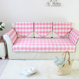 时尚田园格子花朵沙发垫定制多创意组合四季防滑棉麻沙发坐垫特价