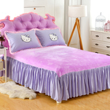 加厚保暖纯色水晶绒法莱绒珊瑚绒床裙床罩单件床单床笠1.5/1.8m