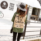 2016春款韩版休闲军绿色个性字母印花显瘦工装长袖短款风衣外套女