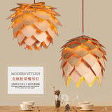北欧创意个性灯具客厅灯卧室餐厅简约现代吧台灯美式松果实木吊灯