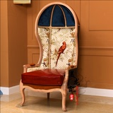 法式新古典客厅实木太空椅鸡蛋型欧式贝壳靠椅鸟笼蛋壳椅