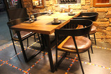 欧美式实木餐桌饭桌西餐漫咖啡厅奶茶店复古铁艺办公洽谈桌椅复古