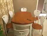 实木餐桌椅组合可折叠圆桌长桌两用伸缩多功能橡木餐桌白色小户型